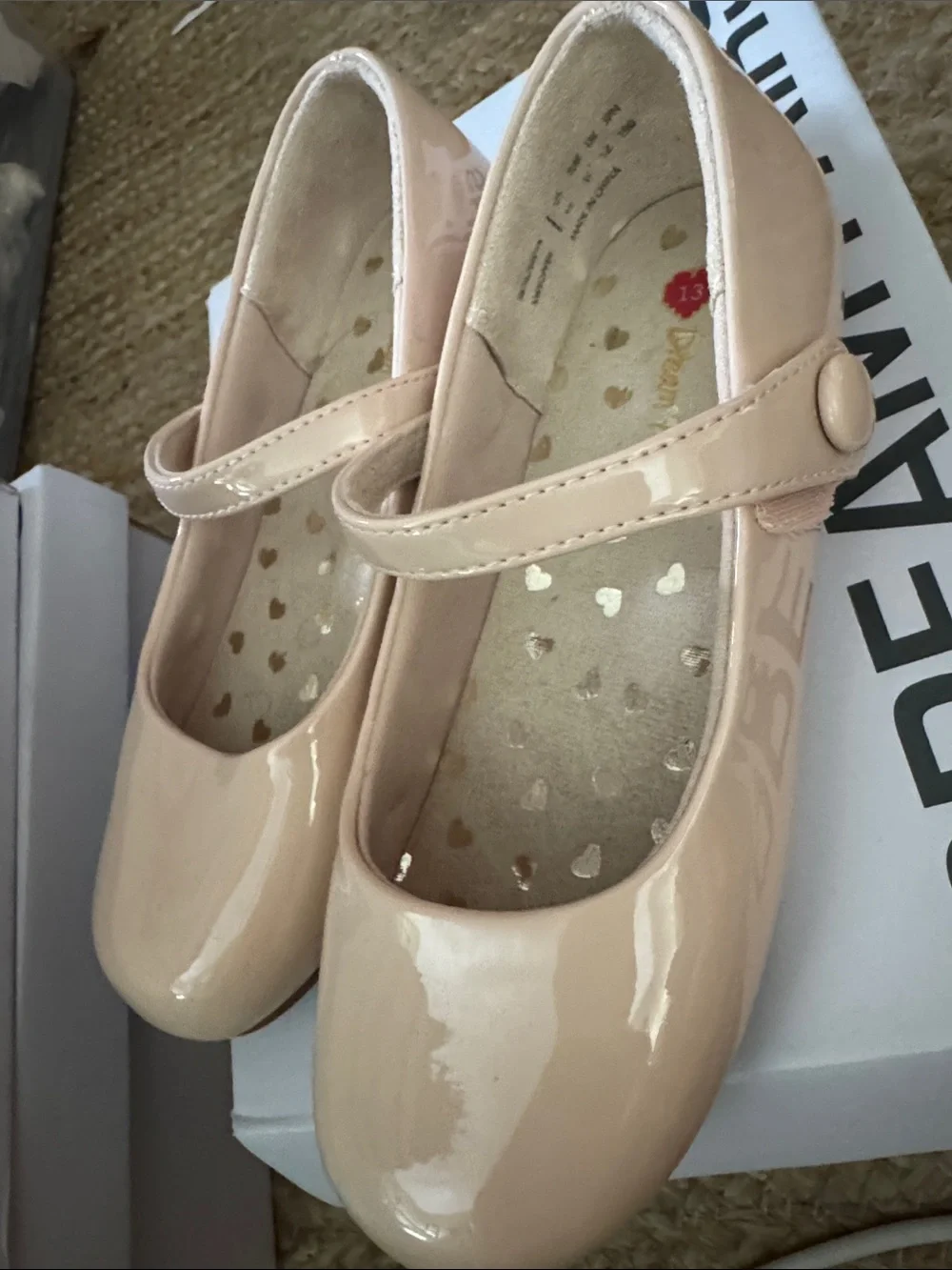 Dream Pairs Girls Patent Mary Janes in Beige
